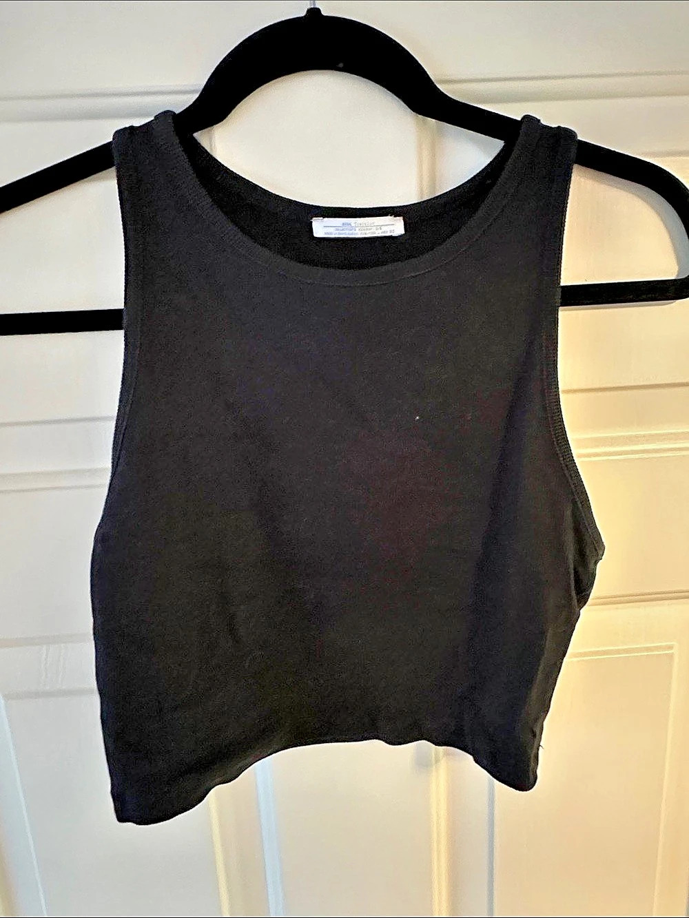 Zara Trafaluc Ribbed Crop Tank Top Black Small